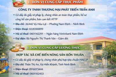 THÔNG BÁO CÁC ĐƠN VỊ CUNG CẤP LƯƠNG THỰC, THỰC PHẨM, SỮA HỌC ĐƯỜNG NĂM HỌC 2025 – 2026